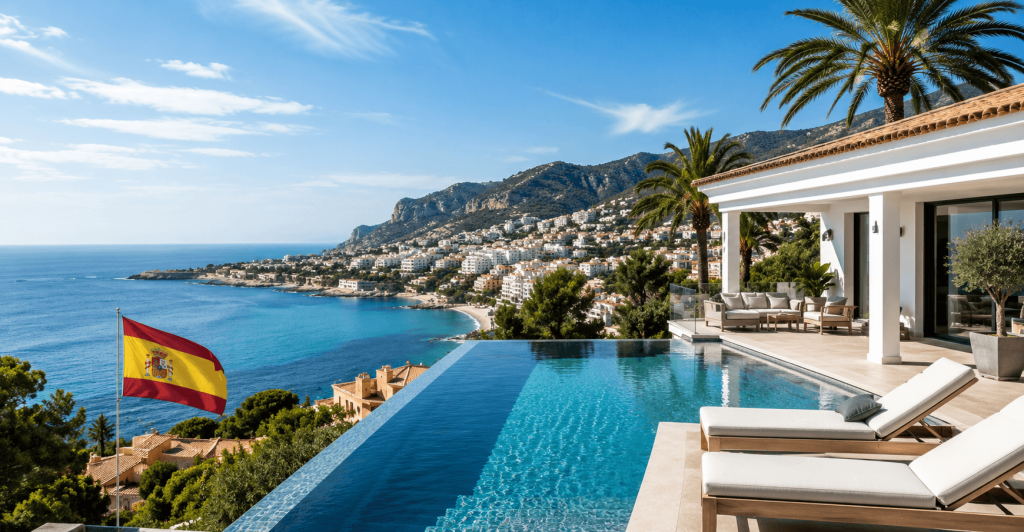 Luxury property on the Spanish coast representing residency and citizenship through real estate investment