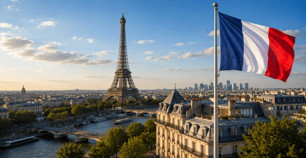 Eiffel Tower and Paris skyline representing the French Tech Visa Talent Passport
